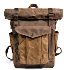 Vintage Canvas Backpacks for Men Oil Wax Canvas Leather Travel Backpack