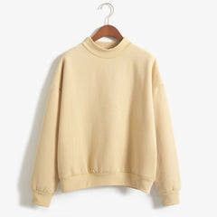 Woman Sweatshirts Sweet O-neck Knitted Pullovers Candy Color Loose