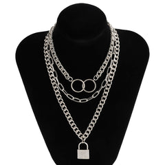 Hip Hop Bling Lock Pendant Choker Iced Out Shiny Cubic Zircon Necklace