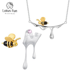 Bee and Dripping Honey Pendant Necklace Women
