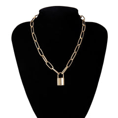 Hip Hop Bling Lock Pendant Choker Iced Out Shiny Cubic Zircon Necklace