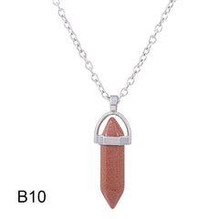 Hexagonal Cylindrical Crystal Necklace Natural Stone Pendant