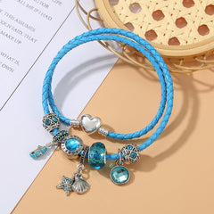 Ocean Collection Blue Turtle Seahorse Narwhal Beaded Dolphin Charm Bracelets