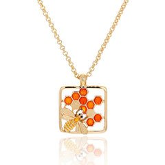 Vintage Honeycomb Choker Gold Bee Snake Chain Pendant Necklaces