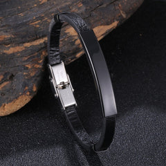 Trendy Leather Bracelet Men Stainless Steel Handmade Bangles
