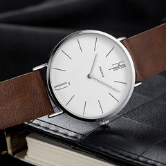 Men Watch Leather Quartz Wristwatches Business