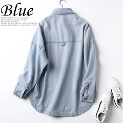 Denim Shirt Coat Women Long Sleeve Pocket Cardigan Streetwear