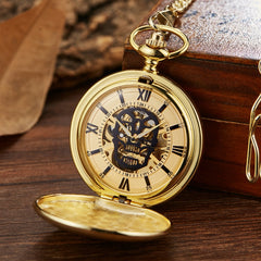 Retro Hand Wind Mechanical Pocket Watch With Fob Chain Mens
