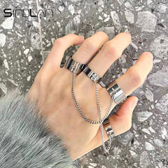 Sindlan Punk Geometric Silver Color Chain Wrist Bracelet
