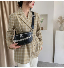 Thick Chain Waist Bag Women Leather Fanny Pack