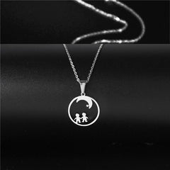 Stainless Steel Necklace For Men Long Chain Small Lightning Pendant