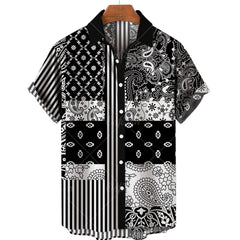 Clothing 3D Hawaiian Shirt Men Fashion Cashew Flower Geometric Printed Shirts