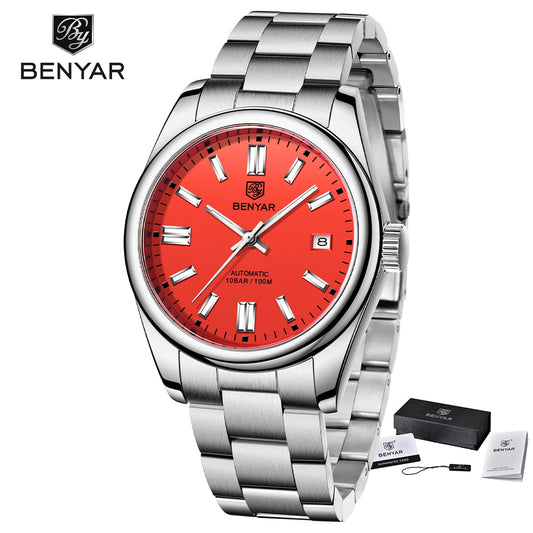 Men Mechanical Wristwatches 10Bar Waterproof Automatic Watch Stainless Steel