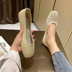 Moccasins Flat Heel Stretch Knit Sneakers Shoes Shallow Flats Loafer