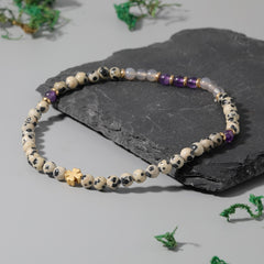 Fashion Bead Anklet Elasticity Adjustable Natural Stone Blue Spotted Stone Beach
