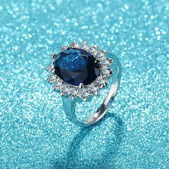 Trendy Silver Fine Jewelry with Gemstones Flower shaped Ring