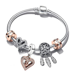 Heart-shaped Pendant Charm Bracelet Fit