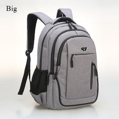 Big Capacity Men Backpack Laptop 15.6 Oxford Gray Solid High School Bags