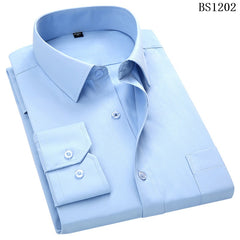 Plus Large Size Slim Fit Mens Business Casual Long Sleeved Shirt Classic Striped