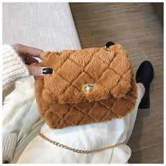 Plush Purses Handbags Female Phone Shoulder Bag Girls Wallet