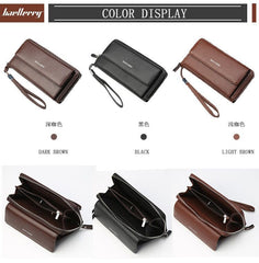 PU Leather Men Clutch Wallets Zipper Large Capacity Hand Strap Men Wallet