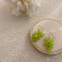 Vintage Purple Crystal Grape Leaf Earrings Sweet Reflective Smooth Irregular