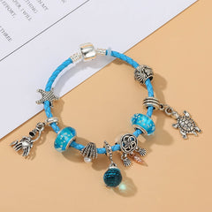 Ocean Collection Blue Turtle Seahorse Narwhal Beaded Dolphin Charm Bracelets