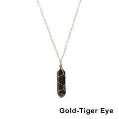 Hexagonal Cylindrical Crystal Necklace Natural Stone Pendant