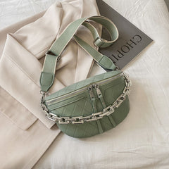 Thick Chain Waist Bag Women Leather Fanny Pack