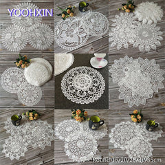 flower Lace Round Embroidery table place mat