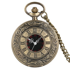 Black Roman Numerals Quartz Pocket Watch
