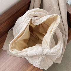 Lattice Pattern Shoulder Bag Space Cotton Handbag Women Large Capacity Tote