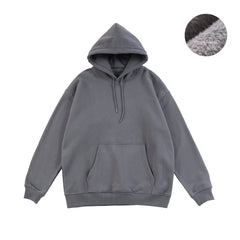 Hooded Hoodies Men Thick 360g Fabric Solid Basic Sweatshirts Jogger Texture Pullovers
