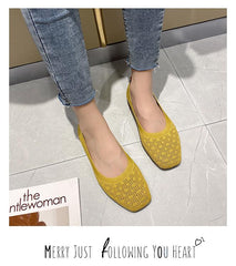 Moccasins Flat Heel Stretch Knit Sneakers Shoes Shallow Flats Loafer