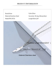 Simple Casual Necklaces Stainless Steel Feather Geometric Bar