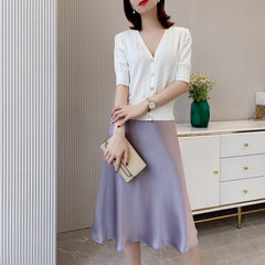 Women High Waisted Skirt Silk Satin Skirts A-Line Elegant Skirts