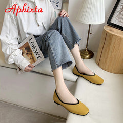 Cotton Fabric Flats Shoes Women Yellow Ballerina Socks Shoes