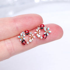 Style Sweet Colorful Flower Stud Earrings