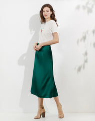 Women High Waisted Skirt Silk Satin Skirts A-Line Elegant Skirts