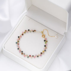 3MM Natural Stone Tourmaline Bracelet on Hand for Women Jewelry