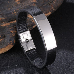 Trendy Leather Bracelet Men Stainless Steel Handmade Bangles
