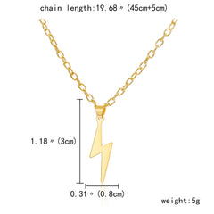 Stainless Steel Necklace For Men Long Chain Small Lightning Pendant