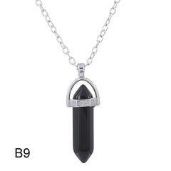 Hexagonal Cylindrical Crystal Necklace Natural Stone Pendant