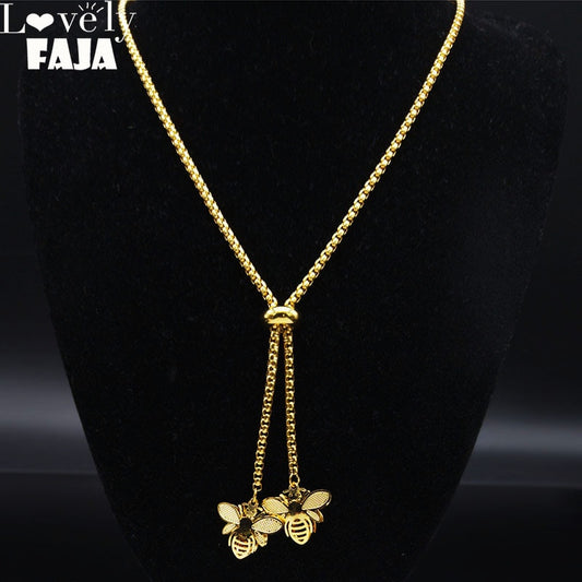 Fashion Bee Stainless Steel Long Necklace