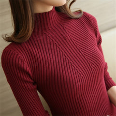 Turtleneck Sweater Women Fashion Spring Stretch Tops