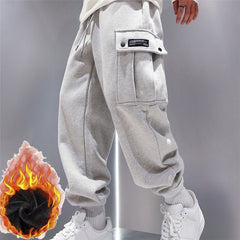 Trendy Men Sweatpants Plus Size Winter Loose Trouser Outdoor Male Pocket