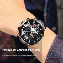 Fashion Mens Sports Watches Luxury Leather Bracelet Quartz
