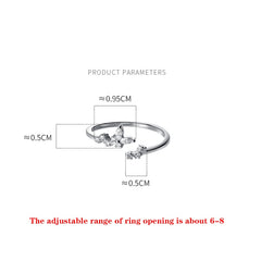 Crystal Zircon Branch Bud Sweet Chic Leaf Opening Ring