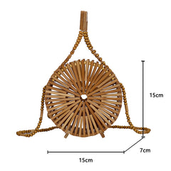 handbag for women shoulder bag semicircle bamboo woven beach bag