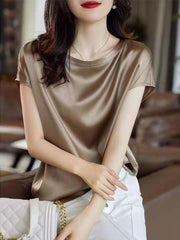 Silk Thin Short Sleeve Tees Style Slip